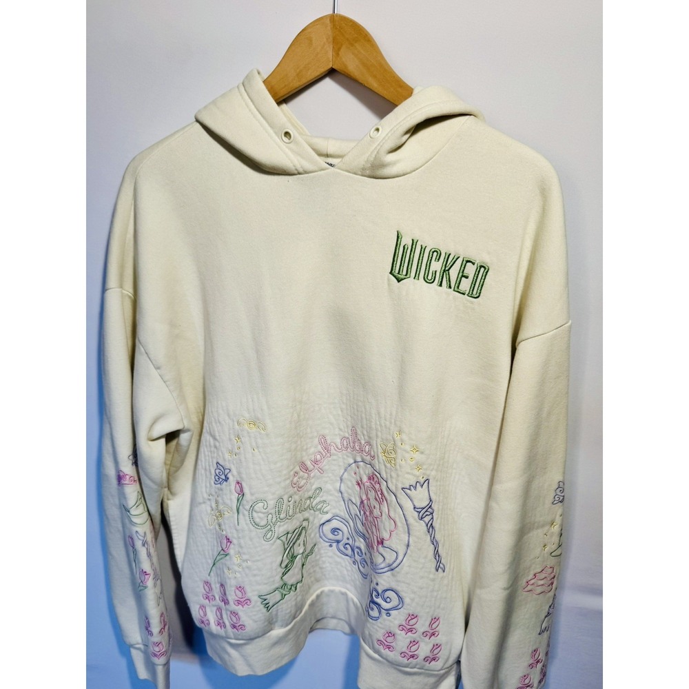 Her Universe Wicked Glinda Elphaba Embroidered Hoodie Women's Medium Cream